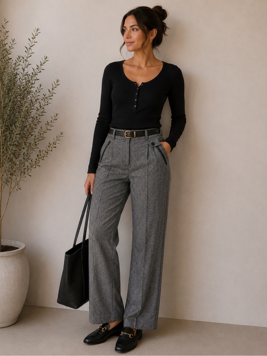 Lane Bryant Pants - Lane Bryant Charcoal Gray Textured Dress Pants Size 18